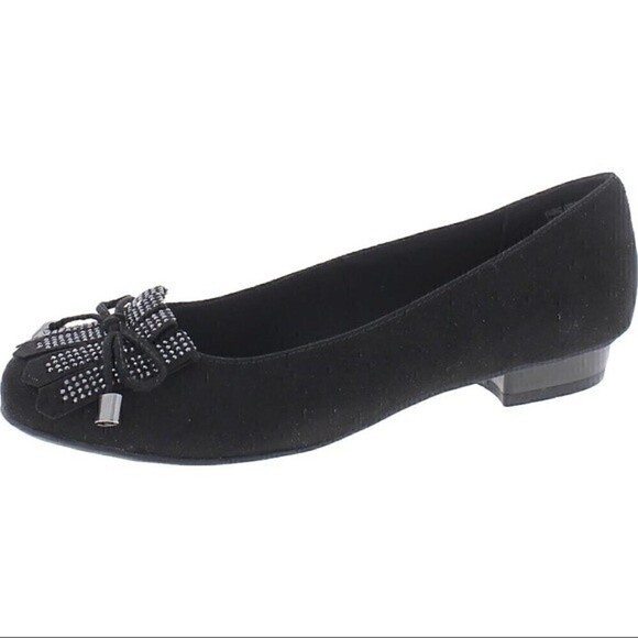 KAREN SCOTT ANABELA RHINESTONE SUEDE SLIP ON BALLET FLATS/Black size 7.5 - Picture 4 of 13